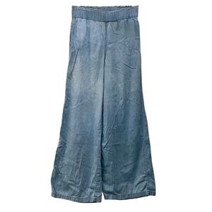 Sincerely Jules Womens S Wide Leg Chambray Linen Blend Trouser Pants Summer